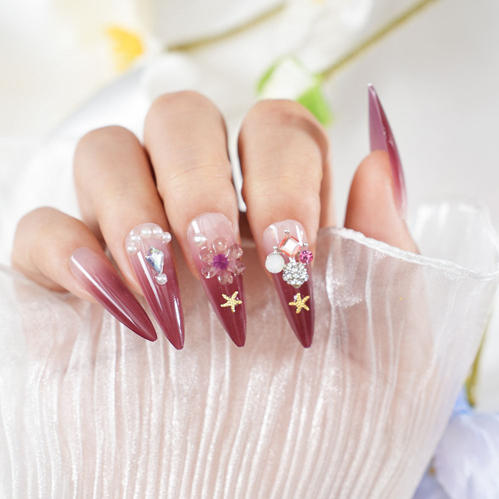 Decorative Rhinestone Stiletto Nail Set Bowlift