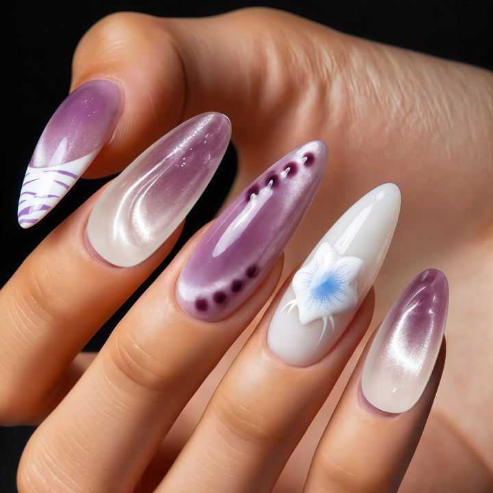 Creative artificial nails with floral design Bowlift