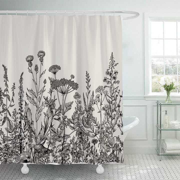 Botanical Illustration Shower Curtain Bowlift