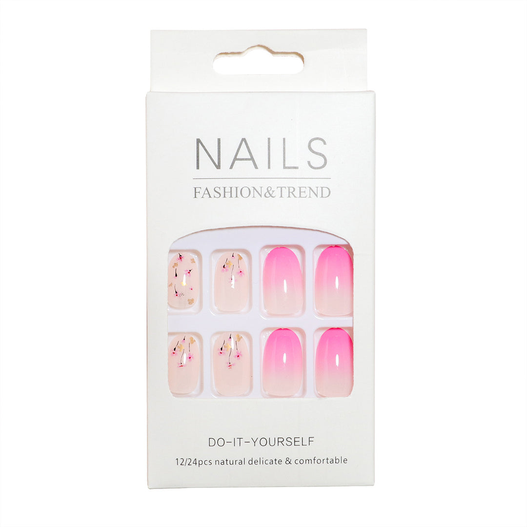 DIY Press-On Nail Art Set with Flower Design Bowlift