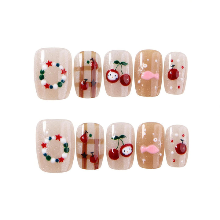Festive Decorative Press-On Nail Art Set Bowlift
