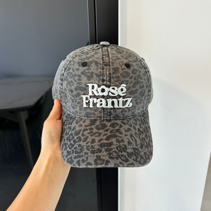 Women's Distressed Leopard Print Baseball Cap Bowlift