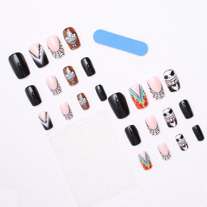 Artificial Nail Set with Creative Halloween Motifs and Playful 3D Designs Bowlift