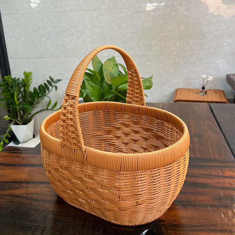 Handcrafted Round Wicker Storage Basket Bowlift