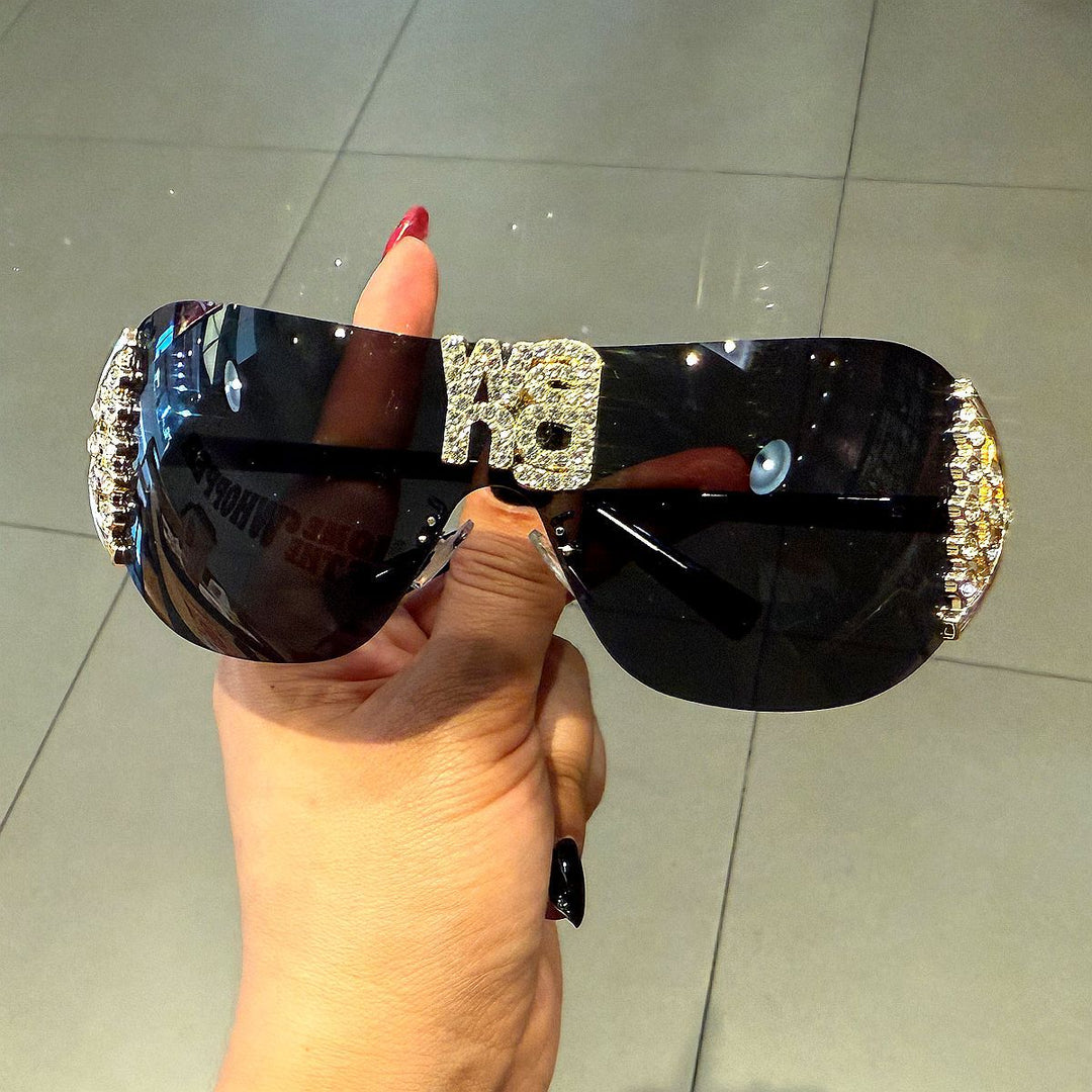 Women's Fashion Oversized Sunglasses with Rhinestone Applications Bowlift
