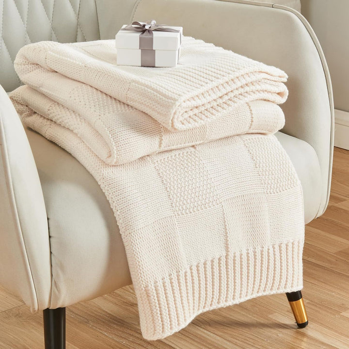 Textured Knit Throw Blanket Bowlift