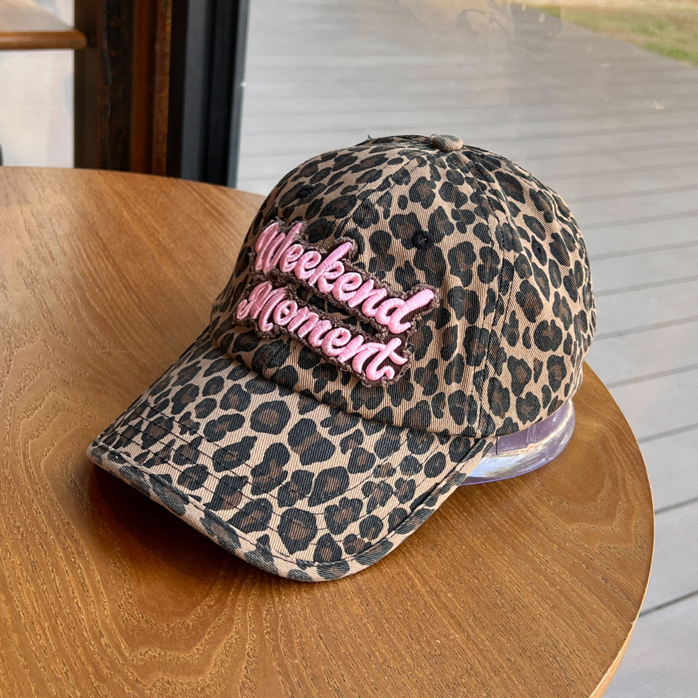 Embroidered Leopard Print Cap