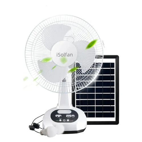 Ladies Solar-Powered Table Fan with LED Lighting Bowlift