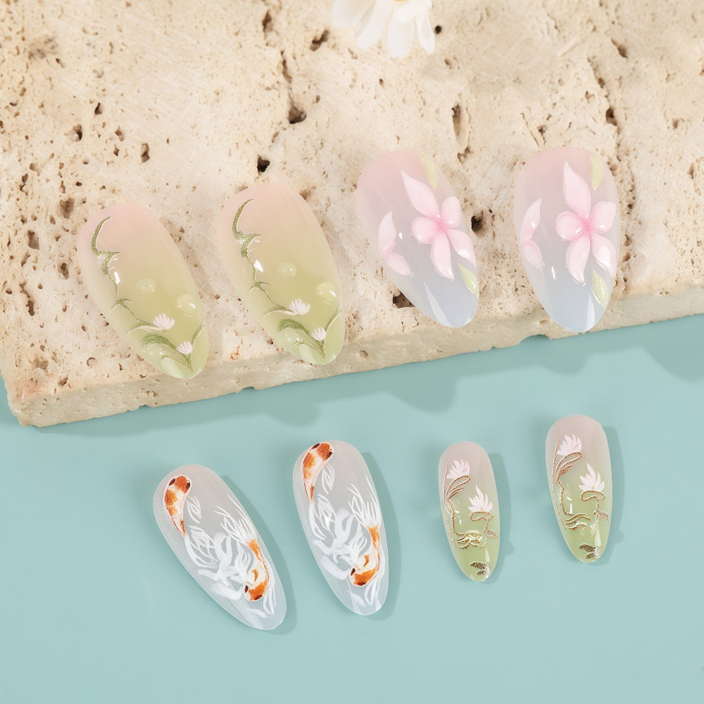 Artificial nails with floral designs Bowlift