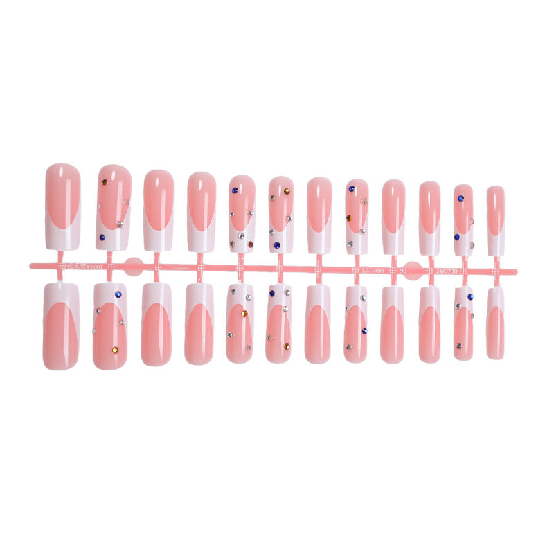 Elegant Decorative Press-On Nail Set with Gem Accents Bowlift