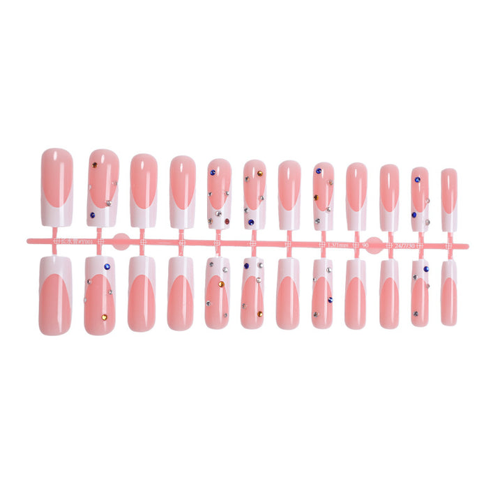 Elegant Decorative Press-On Nail Set with Gem Accents Bowlift