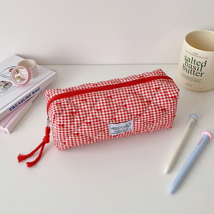 Quilted Cherry Print Pencil Case Bowlift