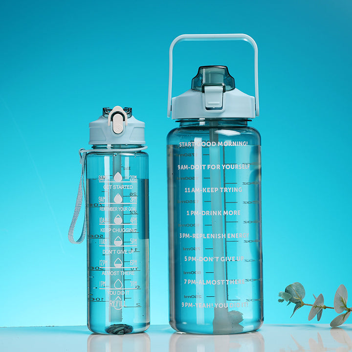 Women's motivation water bottle with integrated time markings and ergonomic design Bowlift