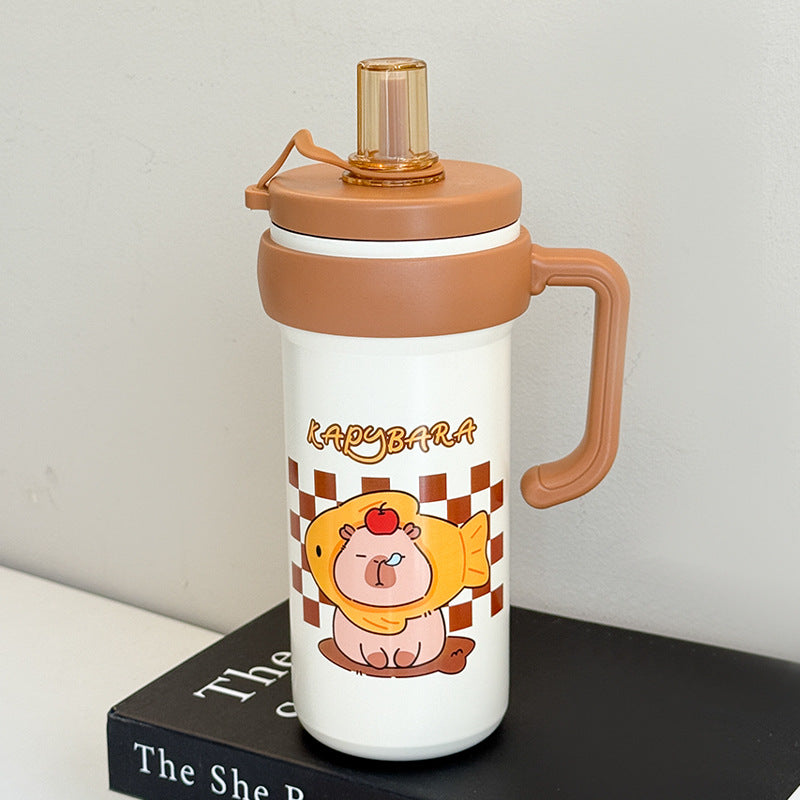 Ladies Insulated Water Bottle with Practical Carry Handle and Fun Animal Design Bowlift