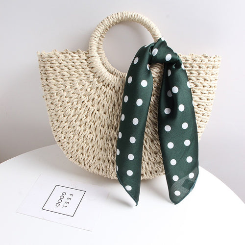 Braided basket bag with elegant silk scarf Bowlift