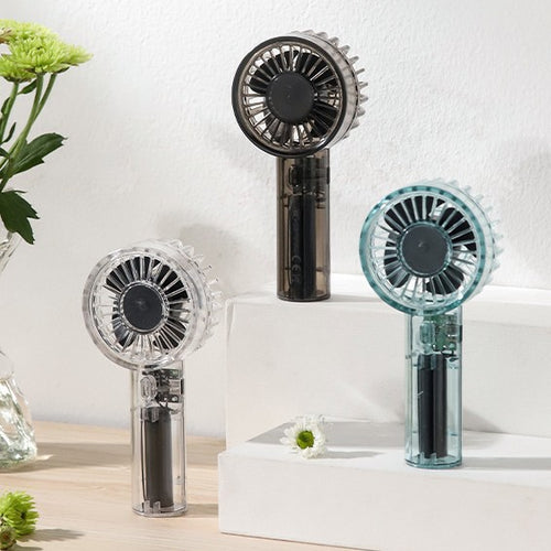 Unisex Portable High-Speed Hand Fan with Transparent Housing Construction Bowlift