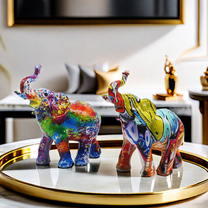 Colorful Elephants Figurine Bowlift