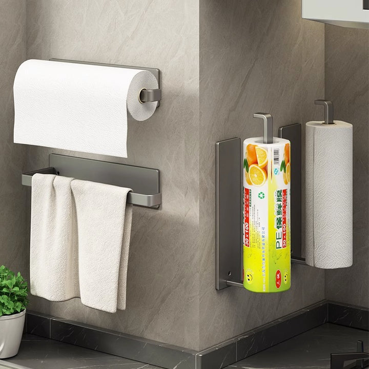 Adjustable Wall-Mounted Paper Towel and Cling Film Holder