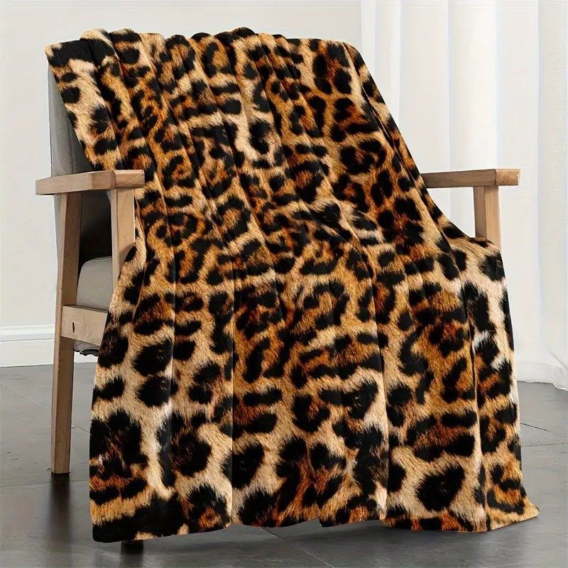 Plush Leopard Print Throw Blanket