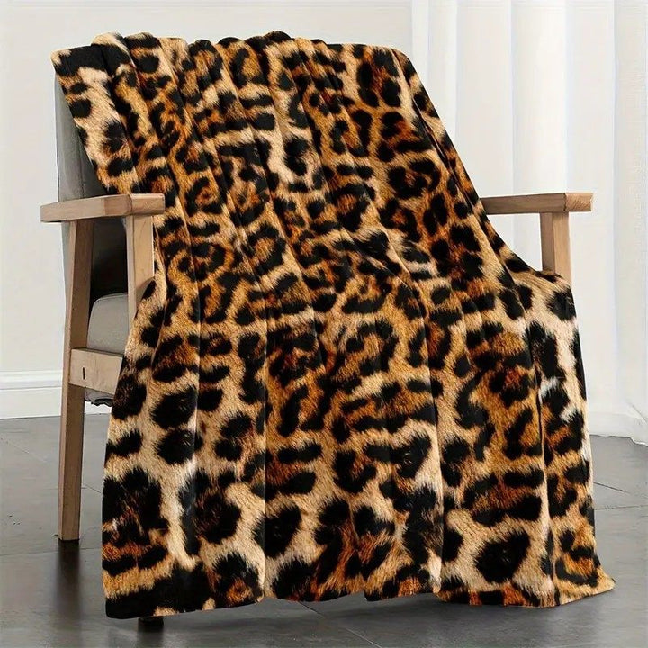 Plush Leopard Print Throw Blanket