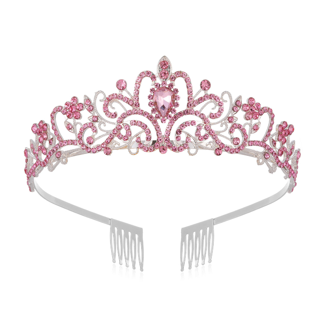 Ladies Sparkling Crystal Tiara with Filigree Design Bowlift