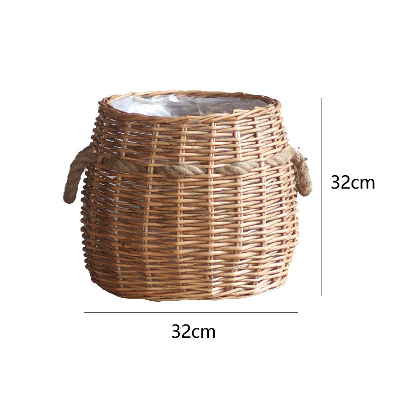 Rustic storage basket with hemp handles Bowlift
