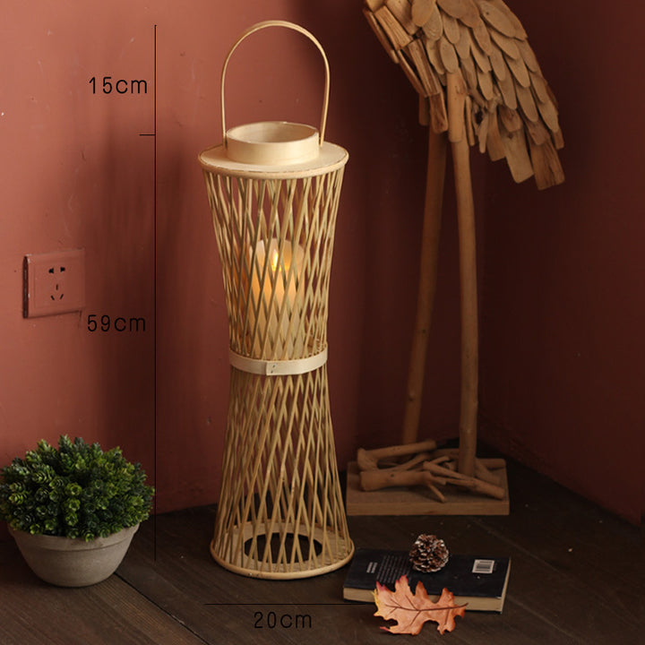 Elegant lamp stand made of woven material Bowlift