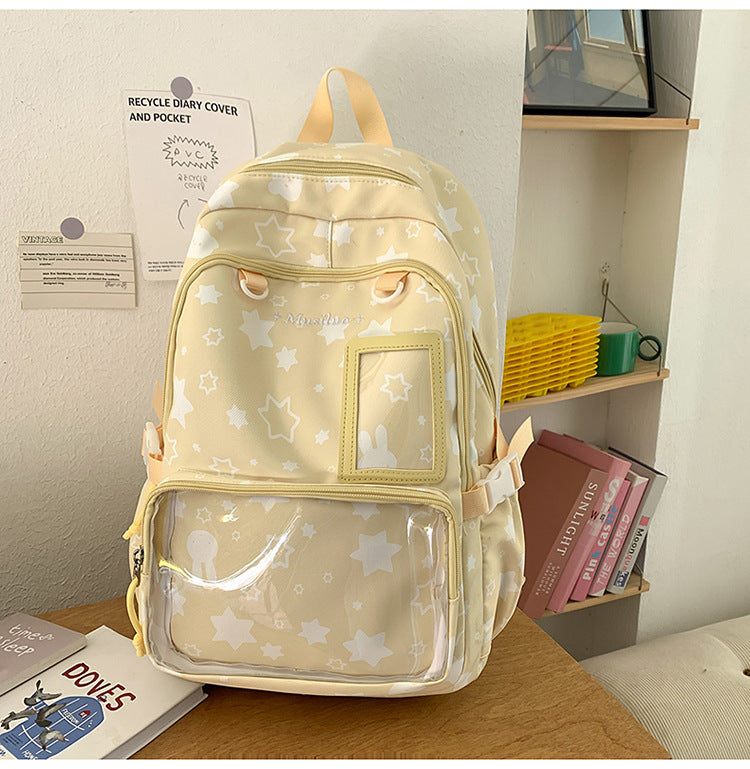 Star-Patterned Transparent Front Backpack Bowlift