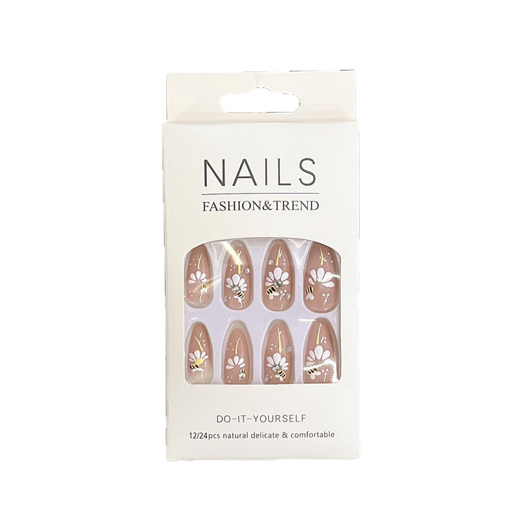 Artistic Floral Press-On Nail Tips Bowlift