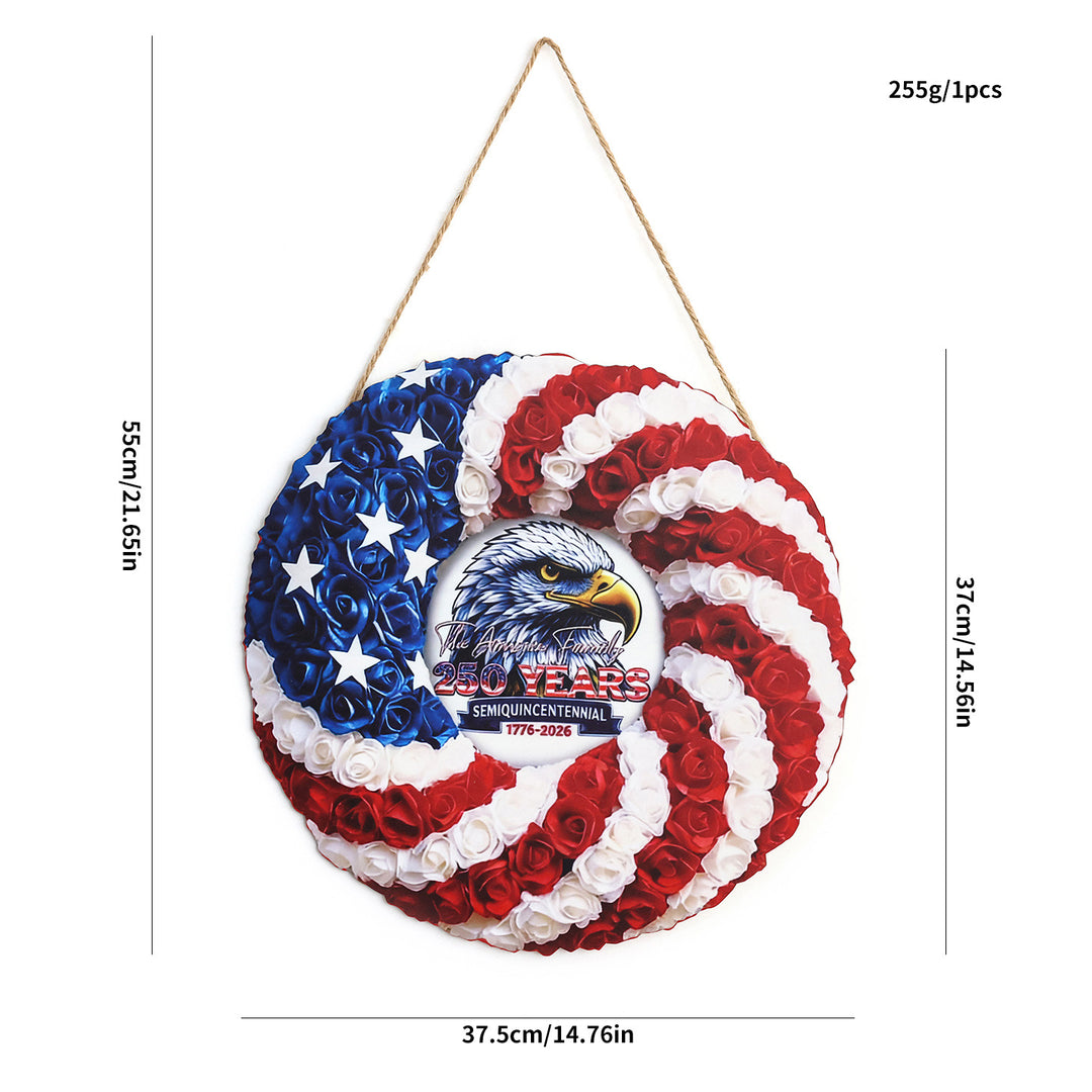 Unisex nan Patriotic Americana Burlap Ribbon Star Door Wreath with Jute Hanger Bowlift