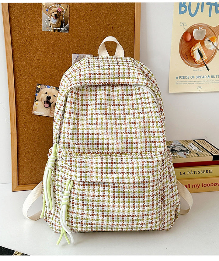 Stylish Plaid Patterned Backpack