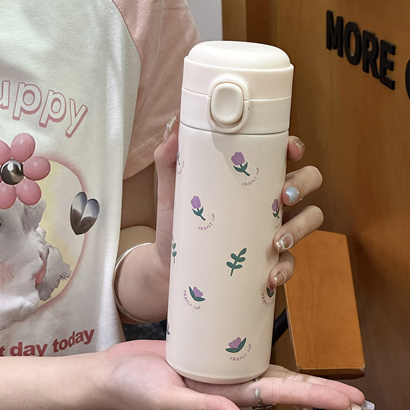 Ladies Insulated Bottle with Cute Floral Pattern Bowlift