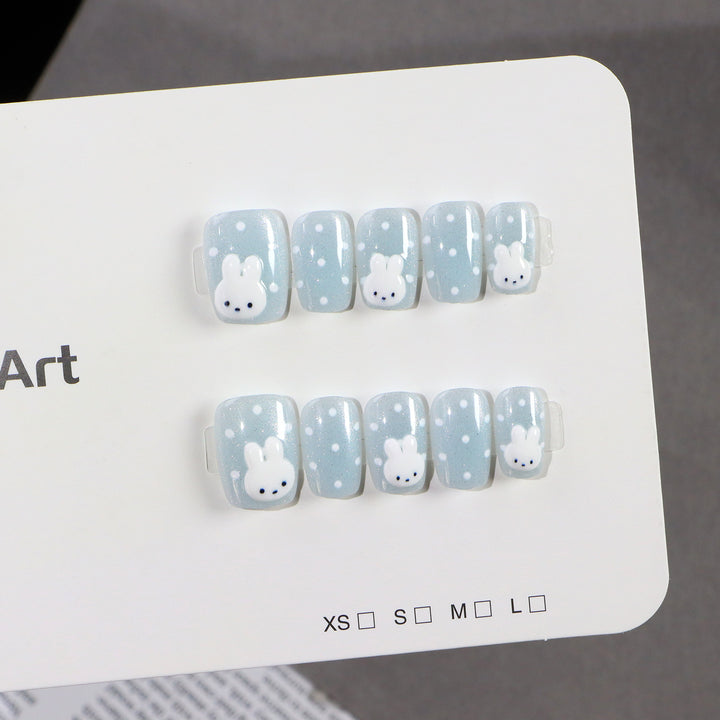 Whimsical Bunny-Themed Press-On Nail Art Set Bowlift