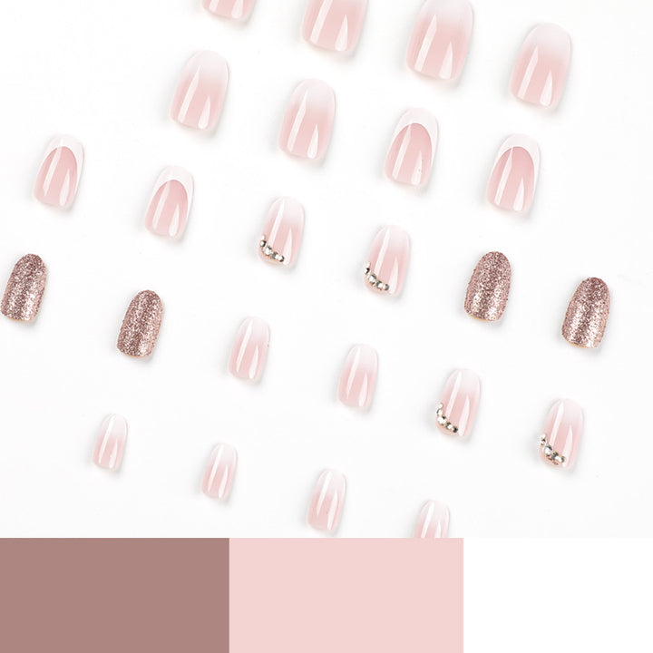 Glamorous nail extensions with shimmering accent Bowlift