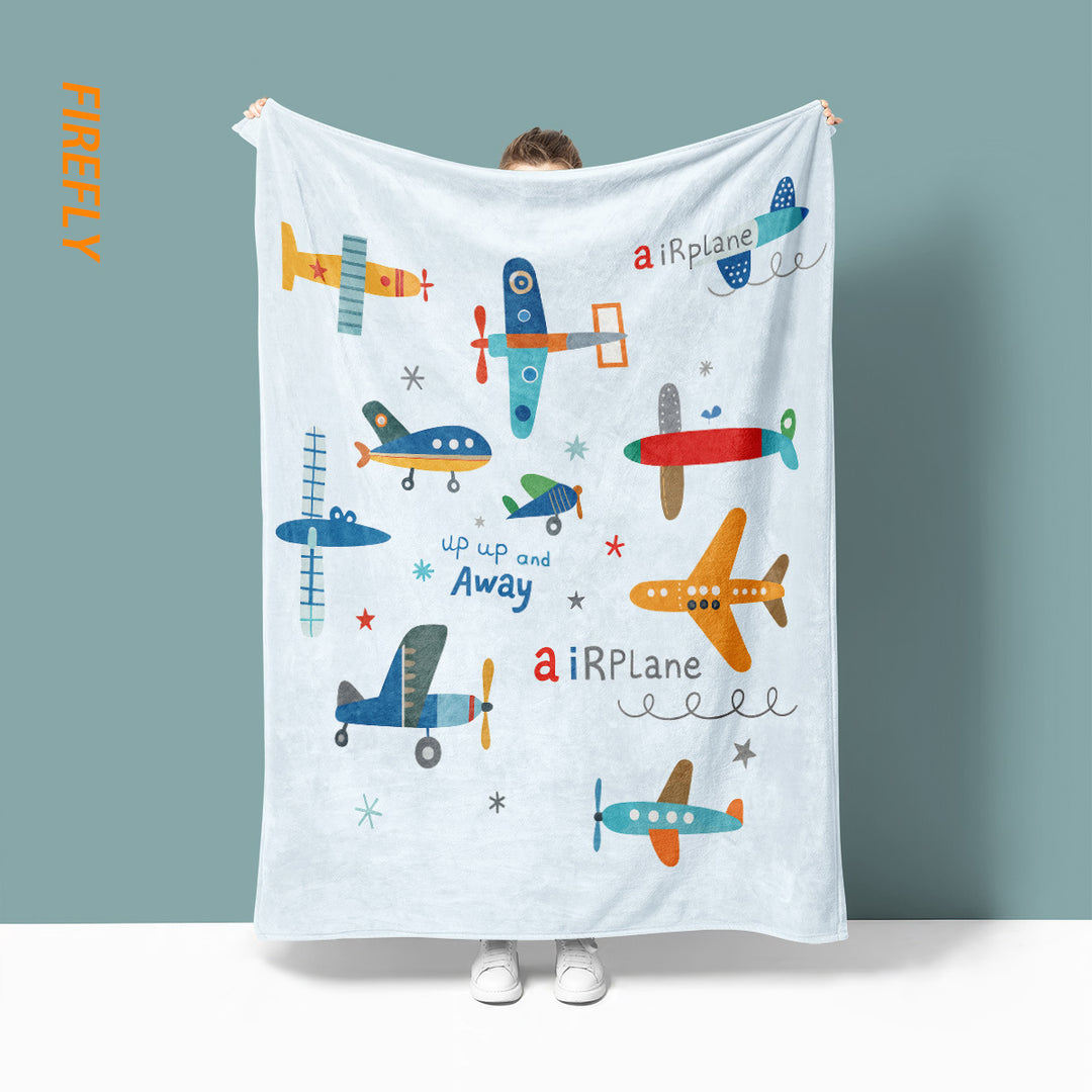 Airplane-Themed Cozy Fleece Blanket