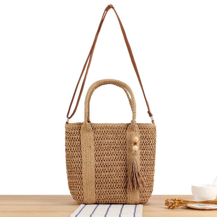 Handbag with Woven Design and Removable Shoulder Strap Bowlift