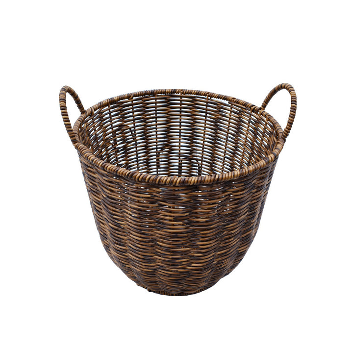 Artisan Woven Round Storage Basket Bowlift