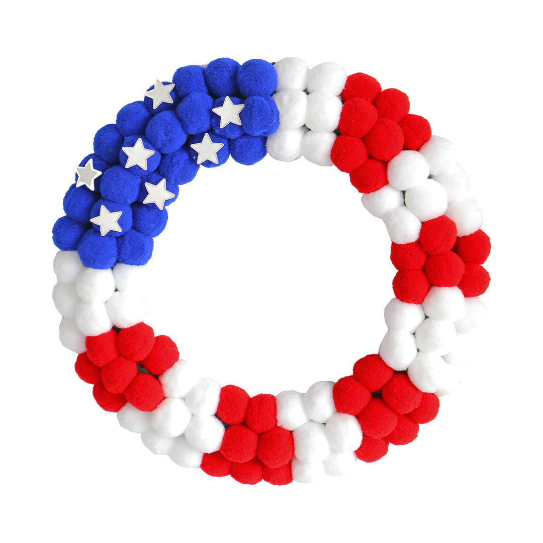 Unisex nan patriotic pom pom front door wreath with star embellishments Bowlift