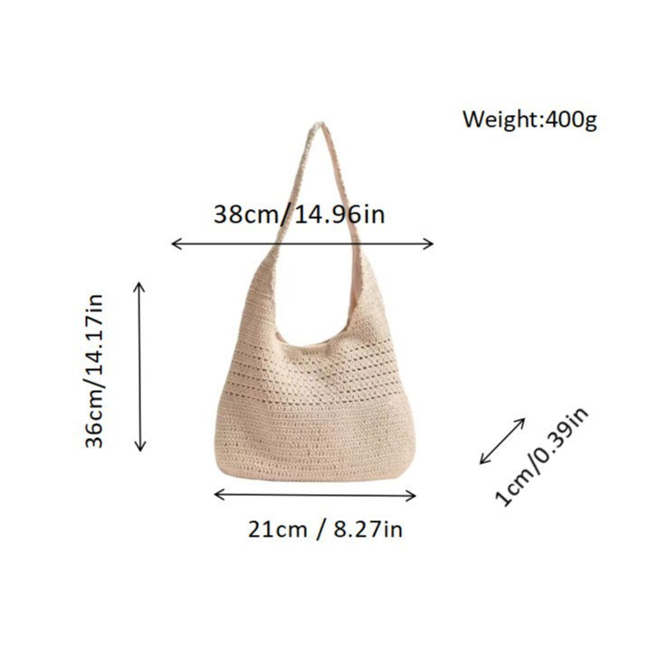 Handbag Made of Hand-Crocheted Natural Material Bowlift