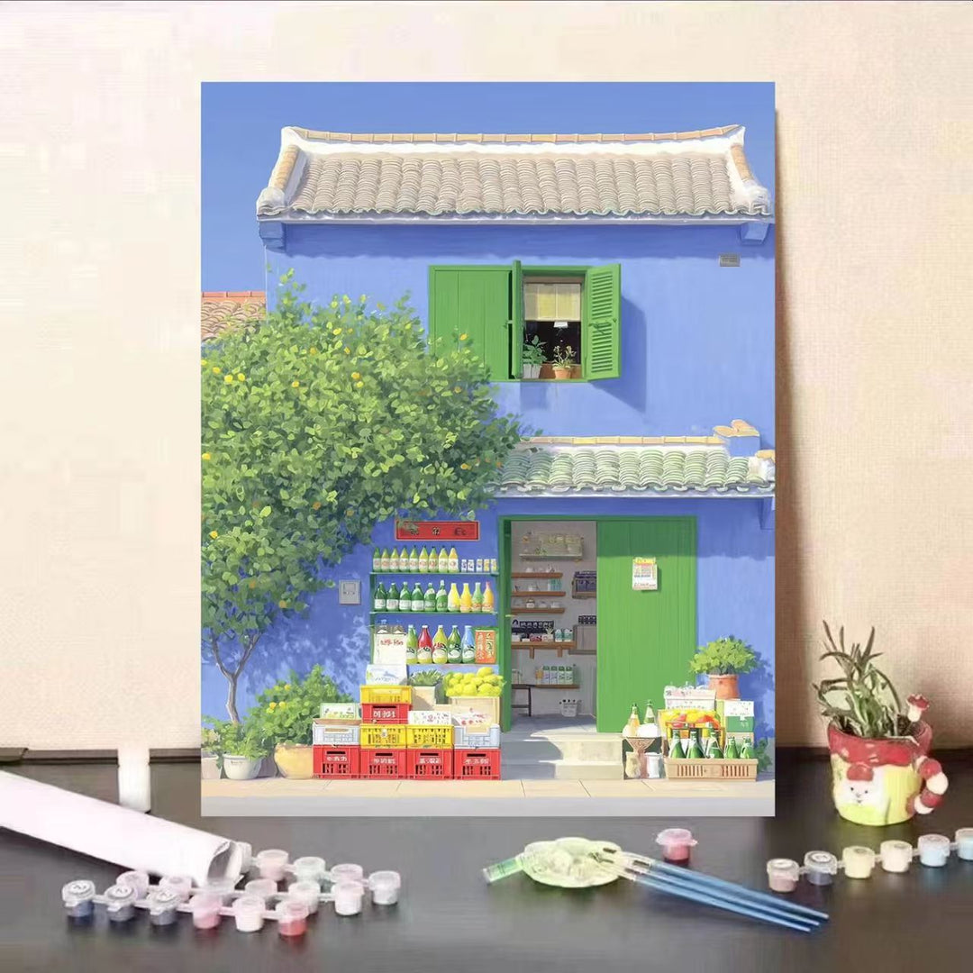 Scenic Coastal Village Canvas Art Bowlift