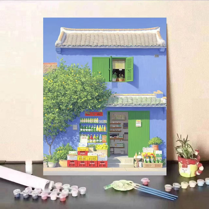 Scenic Coastal Village Canvas Art Bowlift