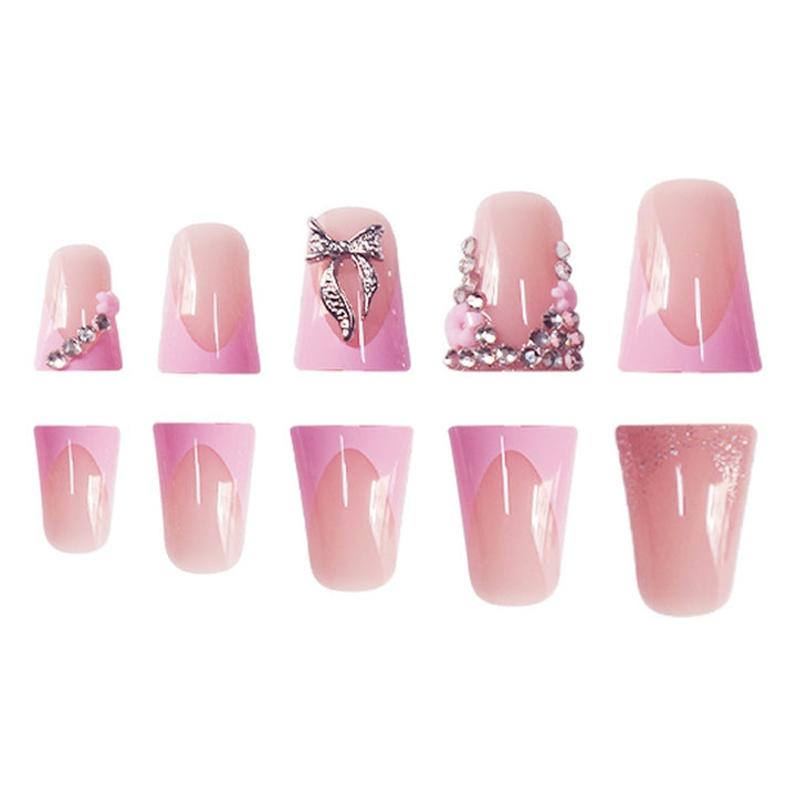 Elegant Floral Rhinestone Press-On Nails Bowlift