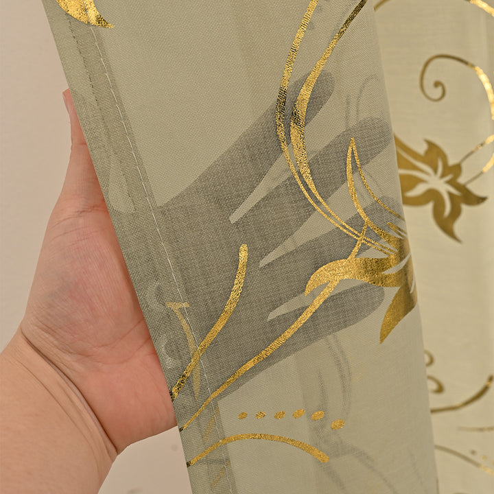 Artistic Floral Embroidered Sheer Curtain