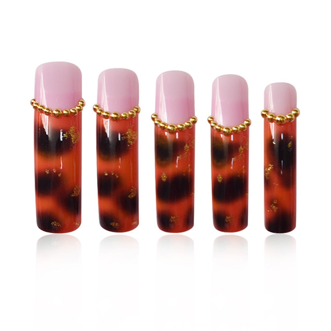 Elegant Tortoise Shell Acrylic Nail Enhancements Bowlift