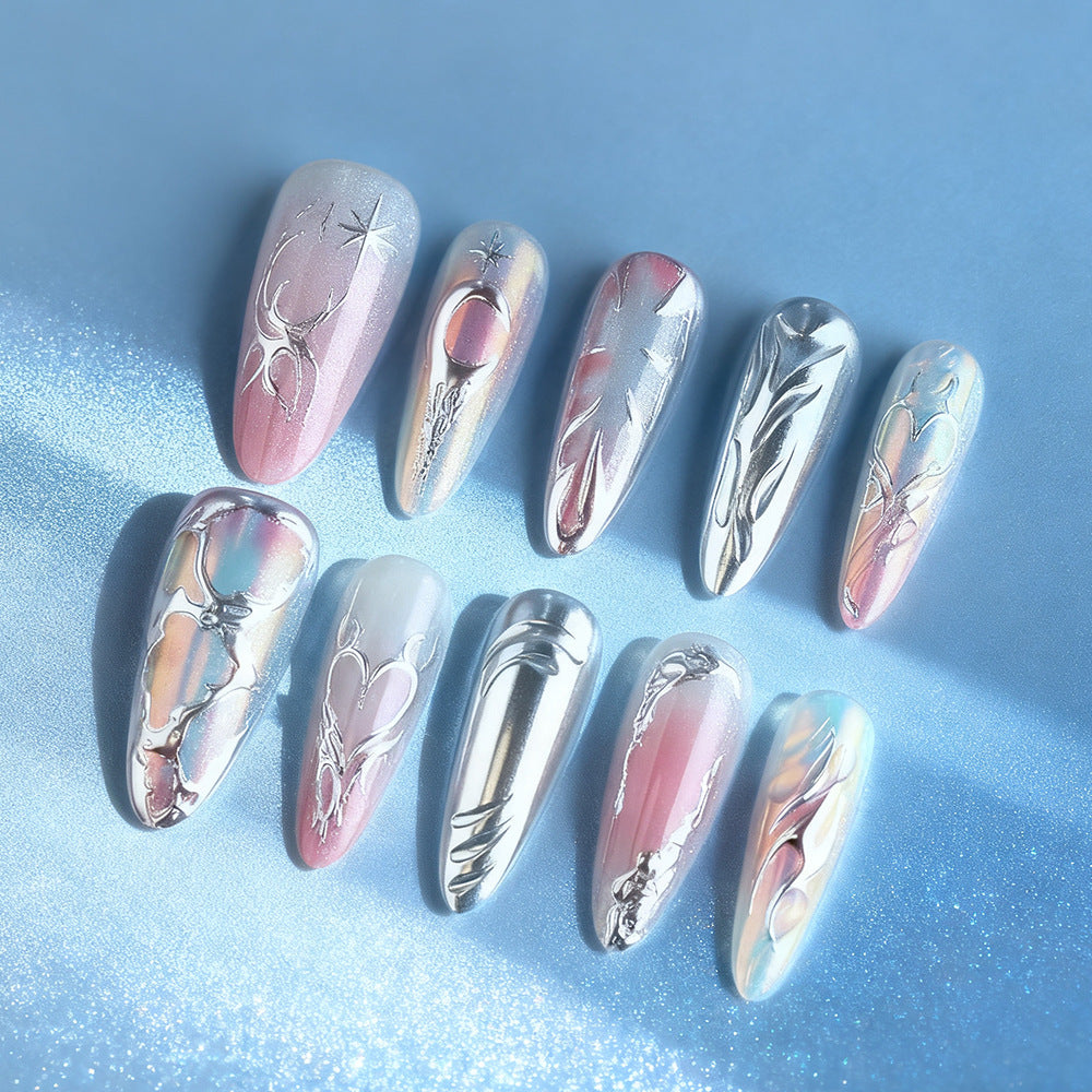 Artistic Metallic Nail Art Design Bowlift