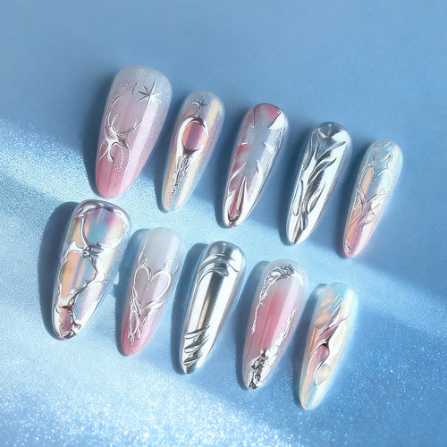Artistic Metallic Nail Art Design Bowlift
