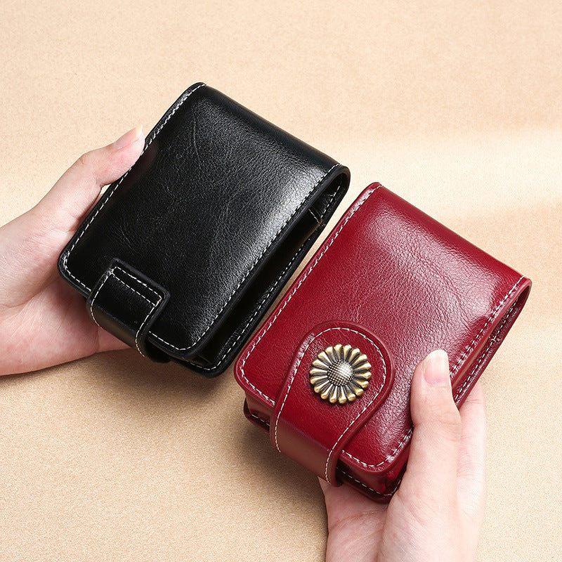 Vintage Leather Buttoned Coin Purse Bowlift