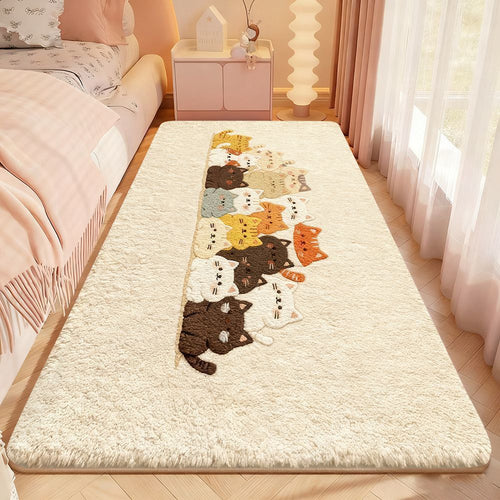 Playful Cat-Themed Plush Area Rug
