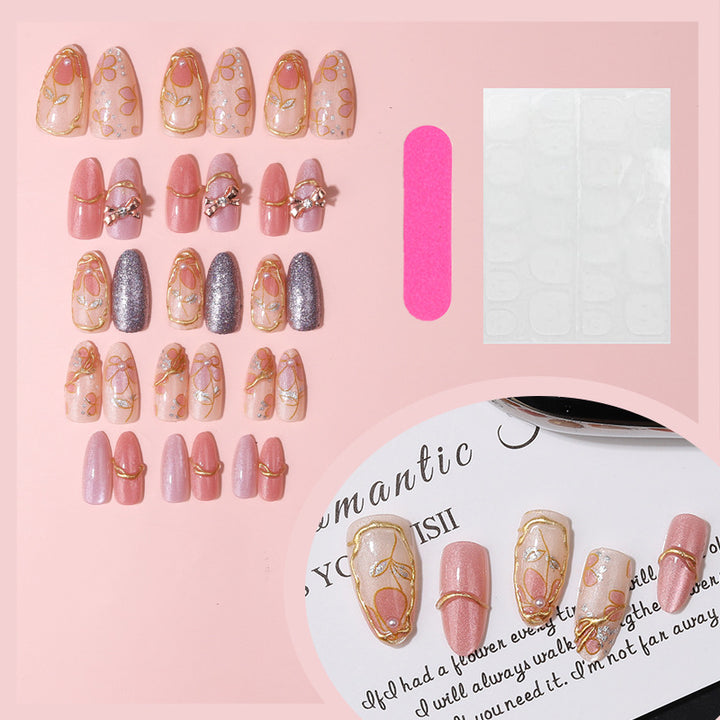 Artistic Press-On Nail Design Bowlift