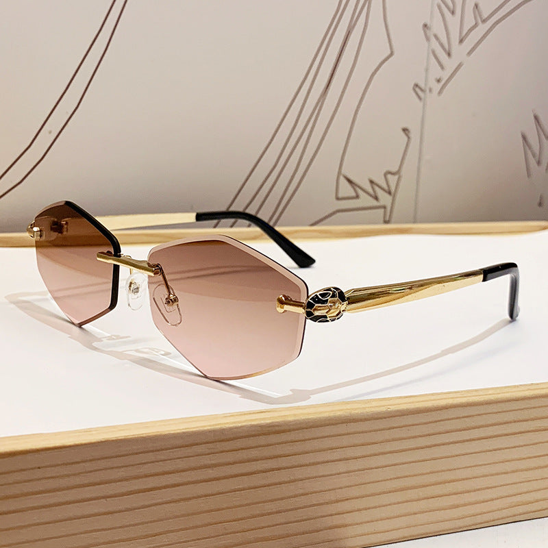 Women's Designer Sunglasses with Hexagonal Frame and Gold Accents Bowlift